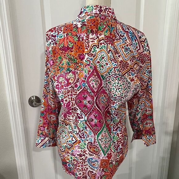 Lauren Ralph Lauren Multicolor Geo / Floral Button Down Shirt - Picture 4 of 7